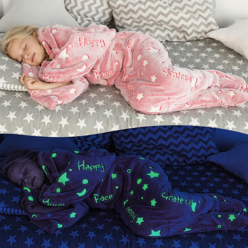 LIDERSTAR Mermaid Tail Blanket for Girls, Glow in The Dark Mermaid Sleeping Bag, Snuggle Girls Throw, Plush Cozy Soft Fleece Blanket for age 2-12, Valentine's Day Gifts for Kids Birthday Gift for Daughter, Pink - Image 2
