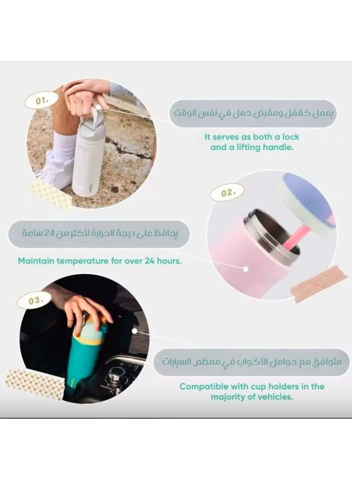 Owala FreeSip Insulated Stainless Steel Water Bottle with Straw, Ideal for Sports, Travel and School, BPA Free, 700ml Capacity (Pink 32oz). - Image 2