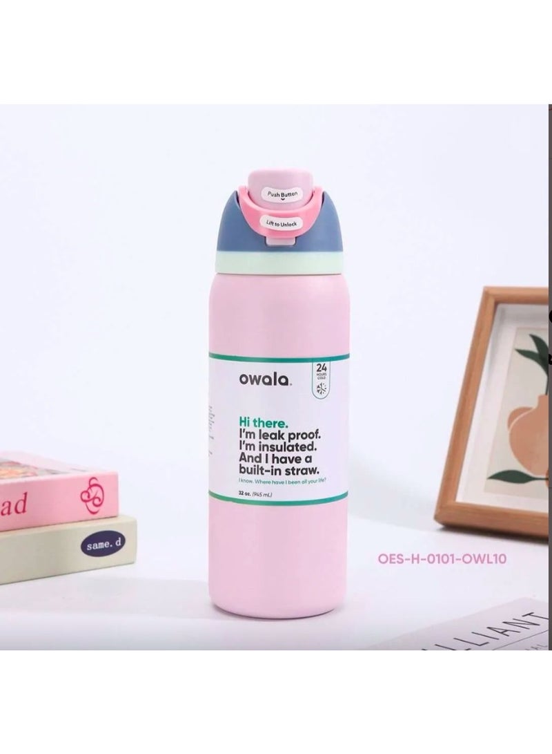 Owala FreeSip Insulated Stainless Steel Water Bottle with Straw, Ideal for Sports, Travel and School, BPA Free, 700ml Capacity (Pink 32oz). - Image 1