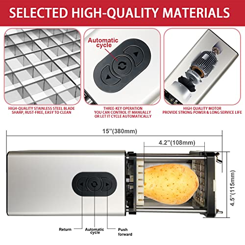 Fstcrt Electric French Fry Cutter, French Fry Cutter Stainless Steel with 1/2 & 3/8 Inch Blade, French Fries Cutter for Restaurants & Home Kitchen, Use for Potatoes Carrots, Cucumbers - Image 3