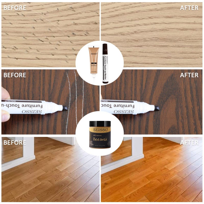 SEISSO Wood Scratch Repair Kit - Set of 36 Wood Filler Putty for Scratches Furniture Markers Touch Up Vinyl Floor Repair Kit - Restore a Finish, Cover Hardwood Scratches, Cracks, Hole, Table, Door - Image 3