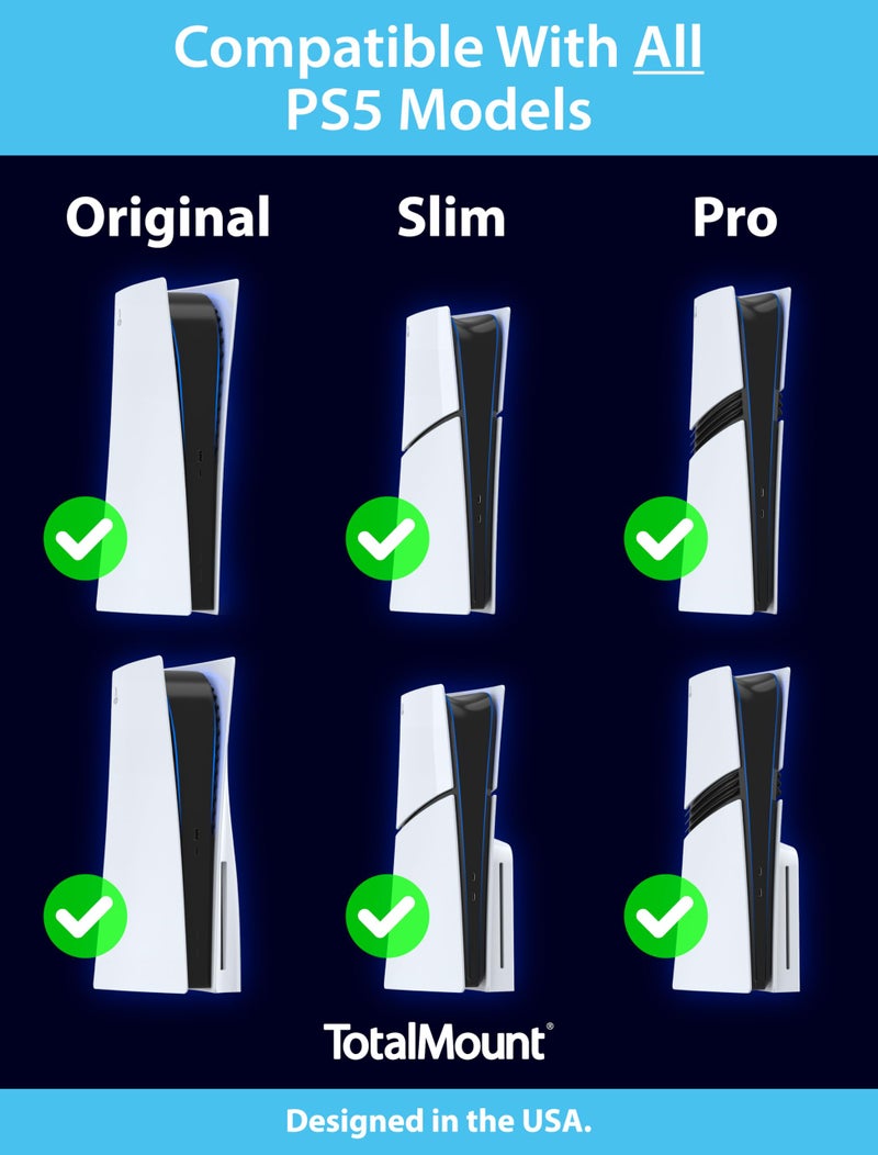 TotalMount Wall Mount for All PS5 Models – Bonus: Holds Two Controllers (Compatible with All PS5 Models Including Slim, Pro, and Original) - Image 3