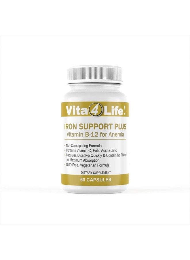 Vita4Life Iron Support 'Plus' Vitamin B-12 - Bariatric Supplement for Anemia - 60 Count  - Image 1