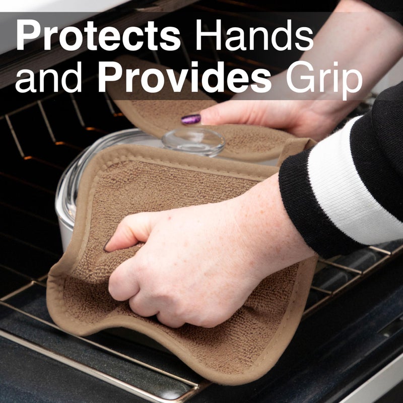 RITZ Terry Potholder & Hot Pad: Unparalleled Heat Resistant, Durable 100% Cotton â€“ Ergonomically Designed for Optimal Grip â€“ Easy-Care Machine Washable â€“ 2-Pack, Mocha - Image 5