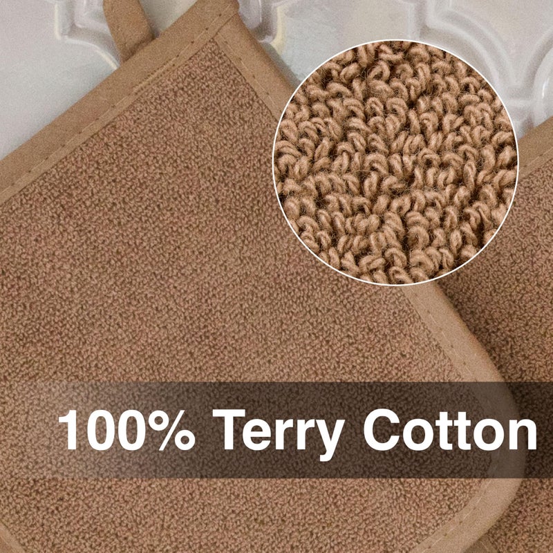 RITZ Terry Potholder & Hot Pad: Unparalleled Heat Resistant, Durable 100% Cotton â€“ Ergonomically Designed for Optimal Grip â€“ Easy-Care Machine Washable â€“ 2-Pack, Mocha - Image 2