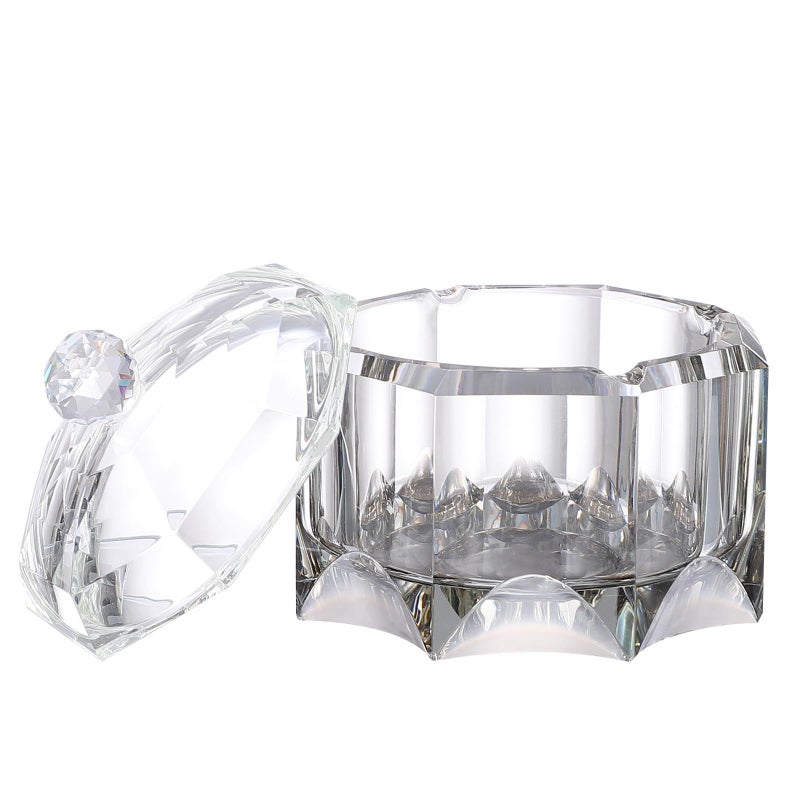 Artibetter Octagonal Crystal Ashtray With Lid Tabletop Cigarette Butt Container Gold Black For Office Home Use - Image 2