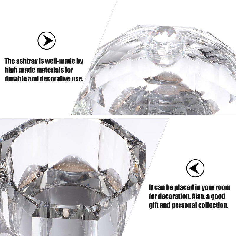 Artibetter Octagonal Crystal Ashtray With Lid Tabletop Cigarette Butt Container Gold Black For Office Home Use - Image 4