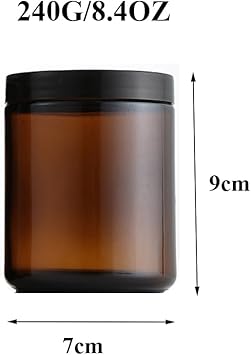 UPSTORE 2 Pcs 8oz Amber Glass Jars Refillable Cosmetic Containers with Inner Liners and Black Lids Empty Round Cream Jars for Lotion Ointments Bath Salts Makeup Storage - Image 2