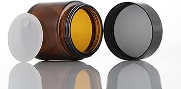 UPSTORE 2 Pcs 8oz Amber Glass Jars Refillable Cosmetic Containers with Inner Liners and Black Lids Empty Round Cream Jars for Lotion Ointments Bath Salts Makeup Storage - Image 3