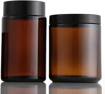 UPSTORE 2 Pcs 8oz Amber Glass Jars Refillable Cosmetic Containers with Inner Liners and Black Lids Empty Round Cream Jars for Lotion Ointments Bath Salts Makeup Storage - Image 4