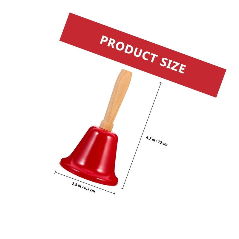Red Painted Santa Claus Jingle Bell Ornament 6.5cm Diameter with Wood Handle for Holiday Home Decor - Image 3