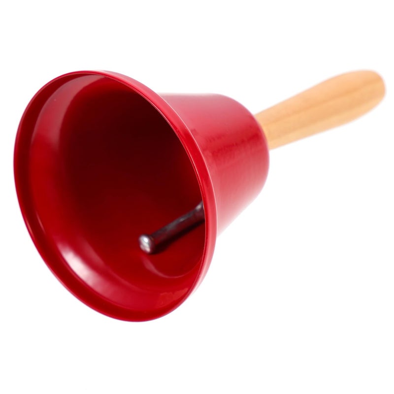 Red Painted Santa Claus Jingle Bell Ornament 6.5cm Diameter with Wood Handle for Holiday Home Decor - Image 2