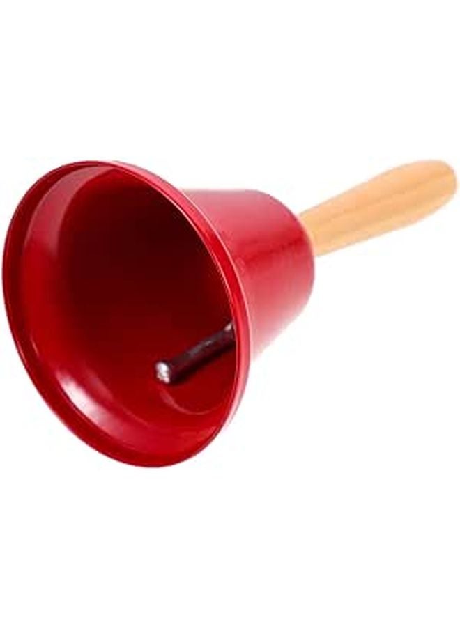Red Painted Santa Claus Jingle Bell Ornament 6.5cm Diameter with Wood Handle for Holiday Home Decor - Image 1