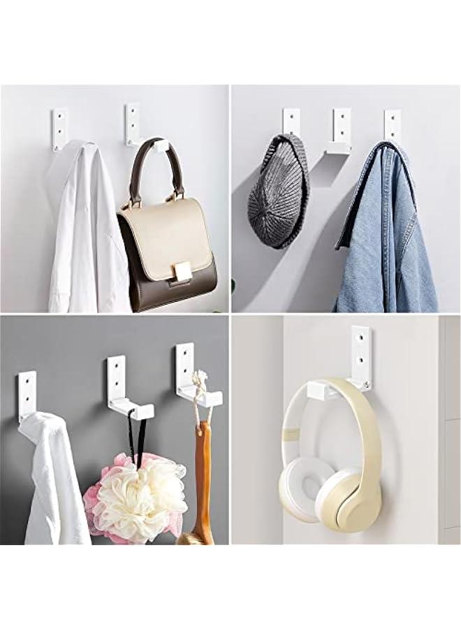 Arabest Folding Coat Hooks, 5pcs White Wall Hooks Heavy Duty for Hanging Coat Towel Backpack, Foldable Adhesive Hooks, Headphone Jacket Holder, Aluminum Alloy No Rust Hook with Screws for Purse Hat Bag Keys - Image 2