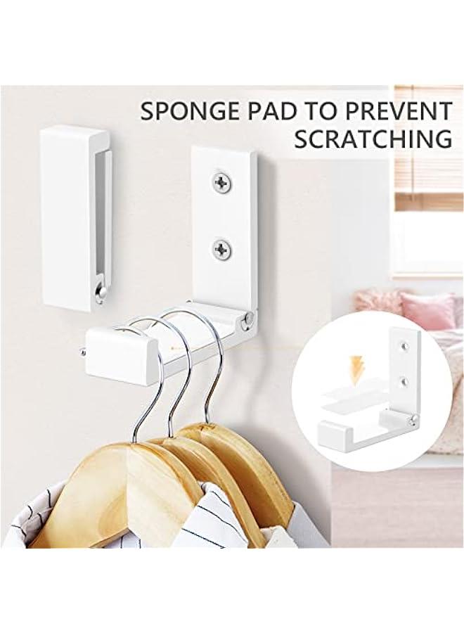 Arabest Folding Coat Hooks, 5pcs White Wall Hooks Heavy Duty for Hanging Coat Towel Backpack, Foldable Adhesive Hooks, Headphone Jacket Holder, Aluminum Alloy No Rust Hook with Screws for Purse Hat Bag Keys - Image 4