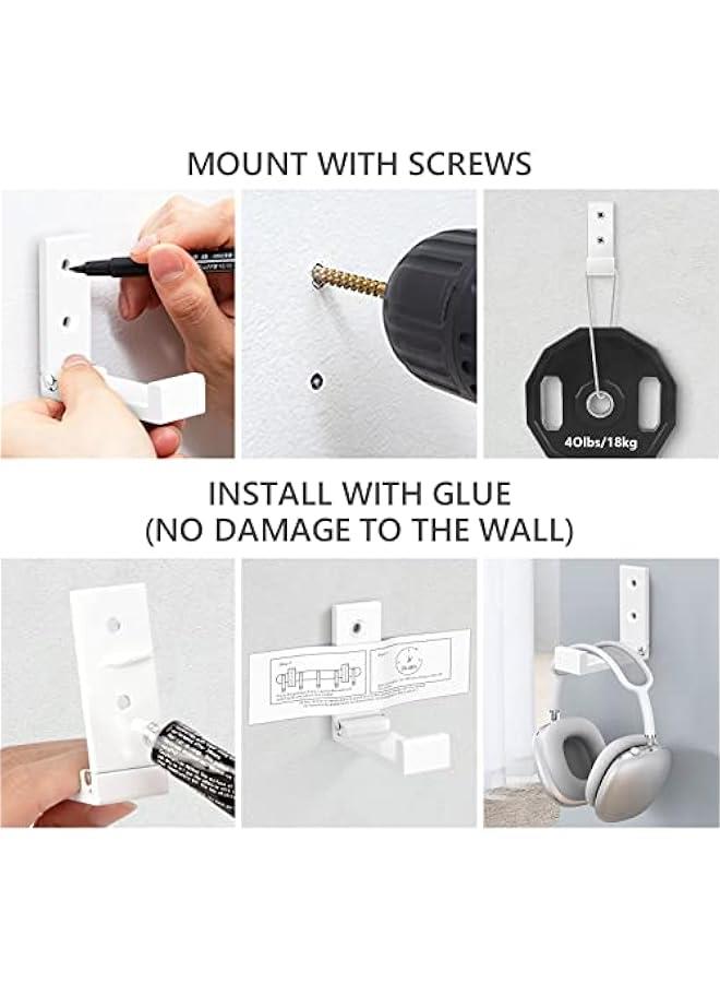 Arabest Folding Coat Hooks, 5pcs White Wall Hooks Heavy Duty for Hanging Coat Towel Backpack, Foldable Adhesive Hooks, Headphone Jacket Holder, Aluminum Alloy No Rust Hook with Screws for Purse Hat Bag Keys - Image 5