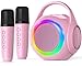 Hockvill Mini Karaoke Machine for Kid with 2 Microphones Bluetooth Toddler Karaoke Toy with LED Lights Rechargeable Portable Speaker for Girls Boys Ages 310 Easter Basket Stuffer for Kids - Image 3