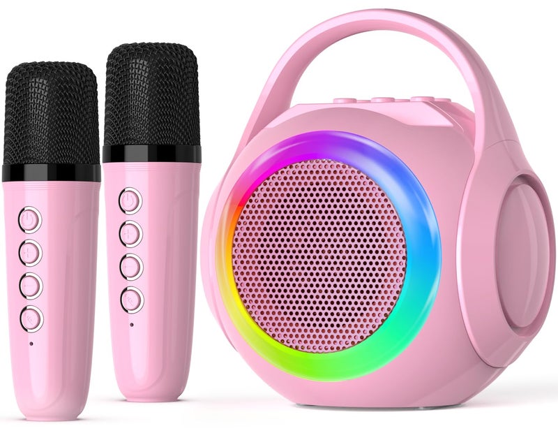 Hockvill Mini Karaoke Machine for Kid with 2 Microphones Bluetooth Toddler Karaoke Toy with LED Lights Rechargeable Portable Speaker for Girls Boys Ages 310 Easter Basket Stuffer for Kids - Image 2