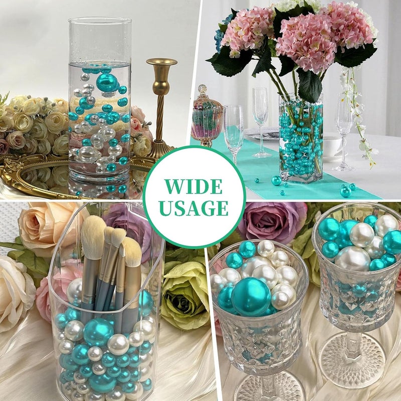 ZEBMOON 200PCS Lake Green Faux Pearls Beads for Centerpiece Vases, Vase Filler Faux Pearls, No Holes Filler Beads for Party Anniversary Birthday Wedding Table Decor, 10/14/20/30mm - Image 5
