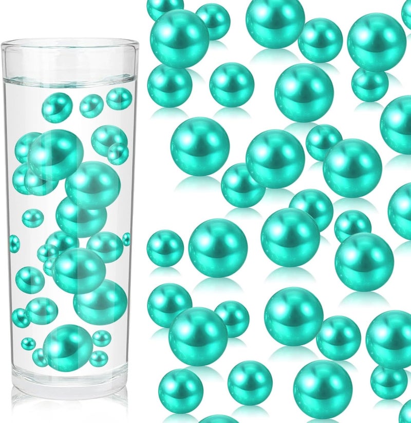 ZEBMOON 200PCS Lake Green Faux Pearls Beads for Centerpiece Vases, Vase Filler Faux Pearls, No Holes Filler Beads for Party Anniversary Birthday Wedding Table Decor, 10/14/20/30mm - Image 1