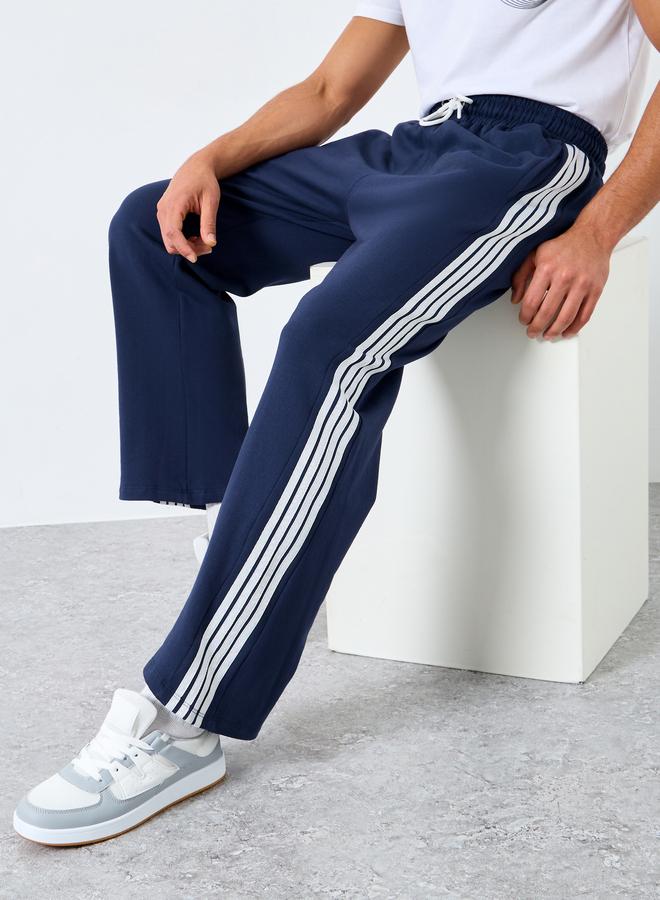 Styli Navy Blue Striped Oversized Joggers - Image 1