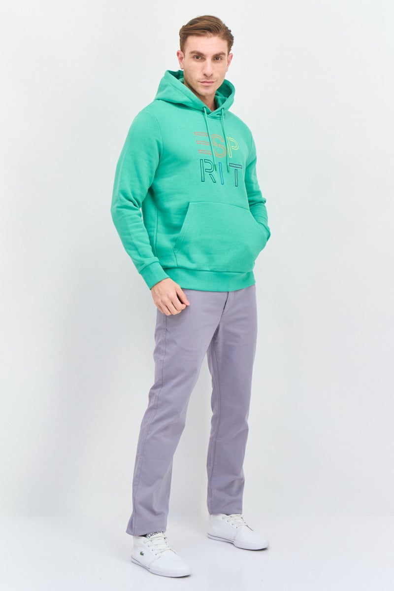 ESPRIT Men Long Sleeves Embroidered Hoodies, Green - Image 4