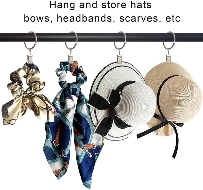 SHOPEE 24 PCS Curtain Backdrop Rings with Clips, Drapery Clips with Rings, Hangers Drapes Rings 2 Inch Interior Diameter, Fits up to 1.75 Inch Curtain Rod,Silver - Image 5