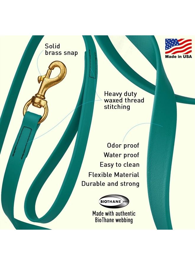 Viper Biothane K9 Working Dog Leash Waterproof Lead for Tracking Training Schutzhund Odor-Proof Long Line with Solid Brass Snap for Puppy Medium and Large Dogs 4ft, Blue Aqua - Image 2