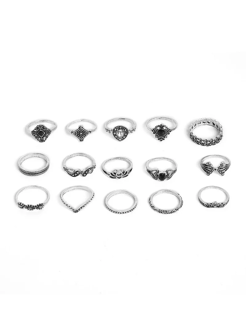 SOHI Pack of 15 Oxidised Ring