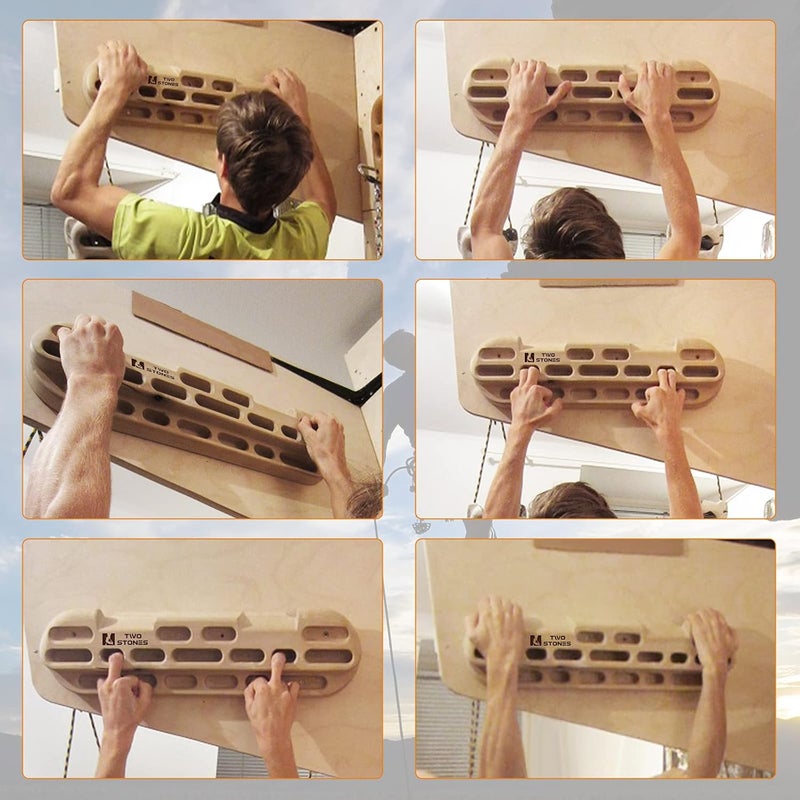 TWO STONES Climbing Hangboard - Rock Climbing Training Fingerboard with Jugs, Slopes, Edges, and Pockets - Image 5