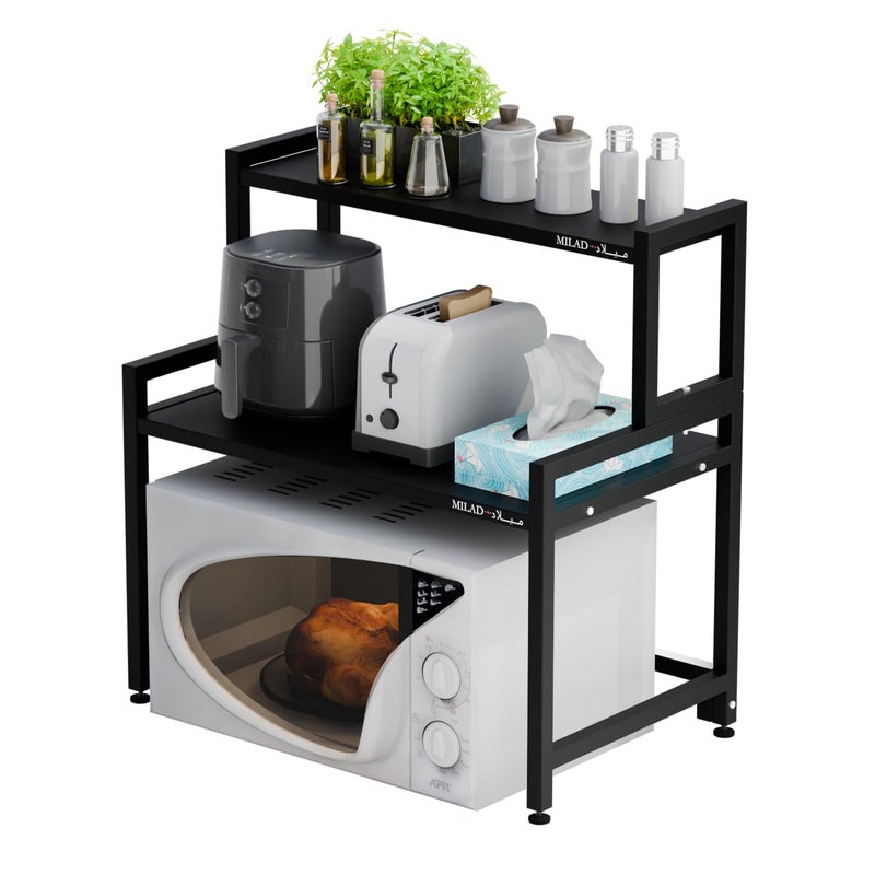 Milad MILAD Oven Stand Kitchen MicrowaveOven Organiser Shelf for Storage Table Top Stand 60 L x 35 W x 64 H in CMs Black Color OS06 New  - Image 1