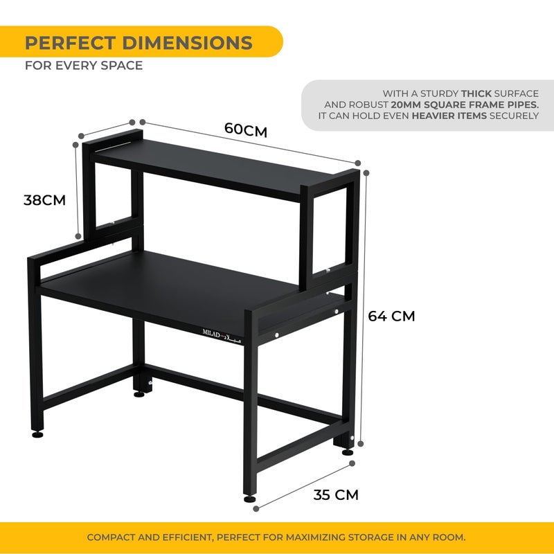 Milad MILAD Oven Stand Kitchen MicrowaveOven Organiser Shelf for Storage Table Top Stand 60 L x 35 W x 64 H in CMs Black Color OS06 New  - Image 3