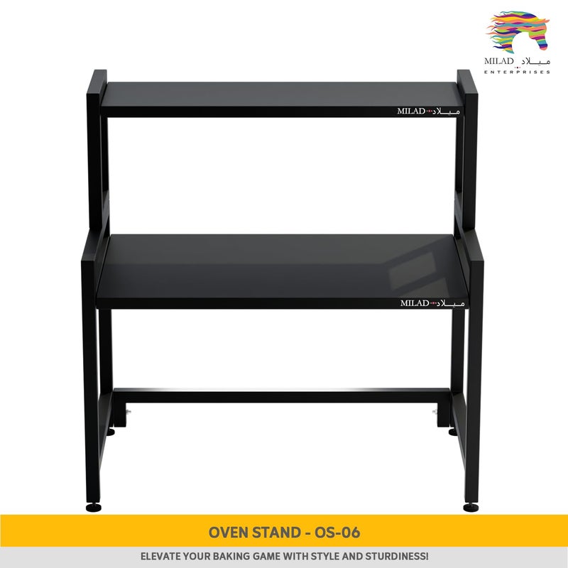 Milad MILAD Oven Stand Kitchen MicrowaveOven Organiser Shelf for Storage Table Top Stand 60 L x 35 W x 64 H in CMs Black Color OS06 New  - Image 4