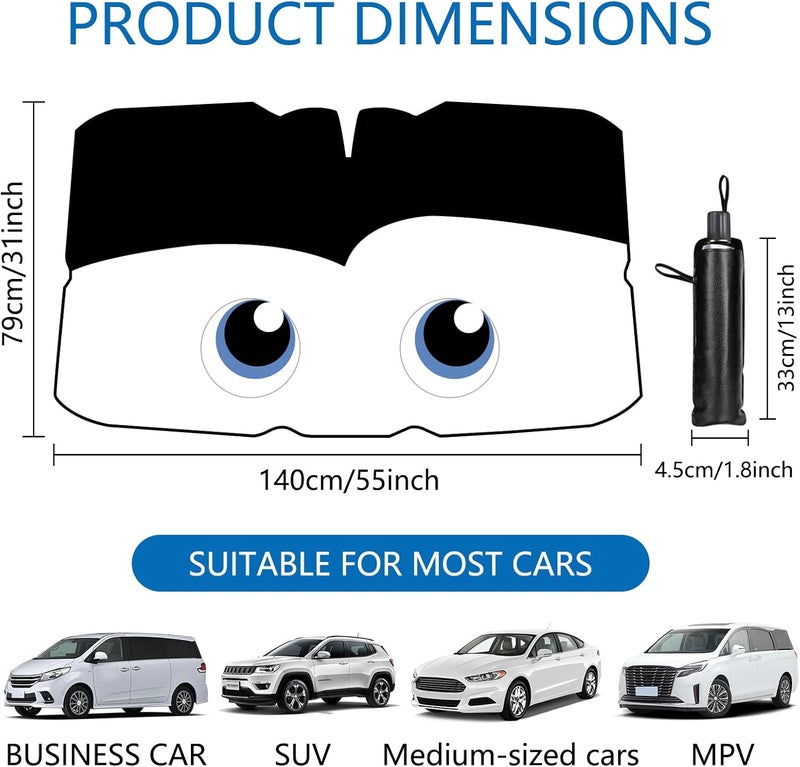 SUPERFA Car Windshield Sun Shade Umbrella - Foldable UV Ray Blocker, 140cm x 79cm - Image 2
