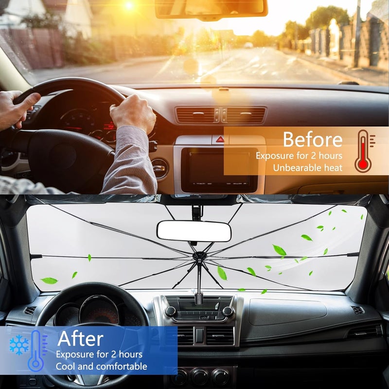 SUPERFA Car Windshield Sun Shade Umbrella - Foldable UV Ray Blocker, 140cm x 79cm - Image 5