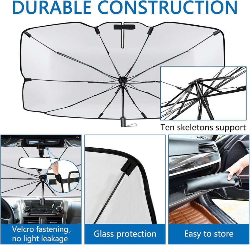 SUPERFA Car Windshield Sun Shade Umbrella - Foldable UV Ray Blocker, 140cm x 79cm - Image 3