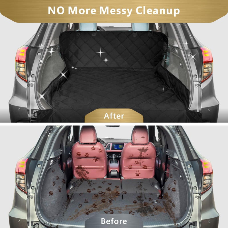 F-color SUV Cargo Liner for Dogs, Water Resistant Pet Cover Dog Seat Mat SUVs Sedans Vans with Bumper Flap Protector, Non-Slip, Large Size Universal Fit, Black - Image 3