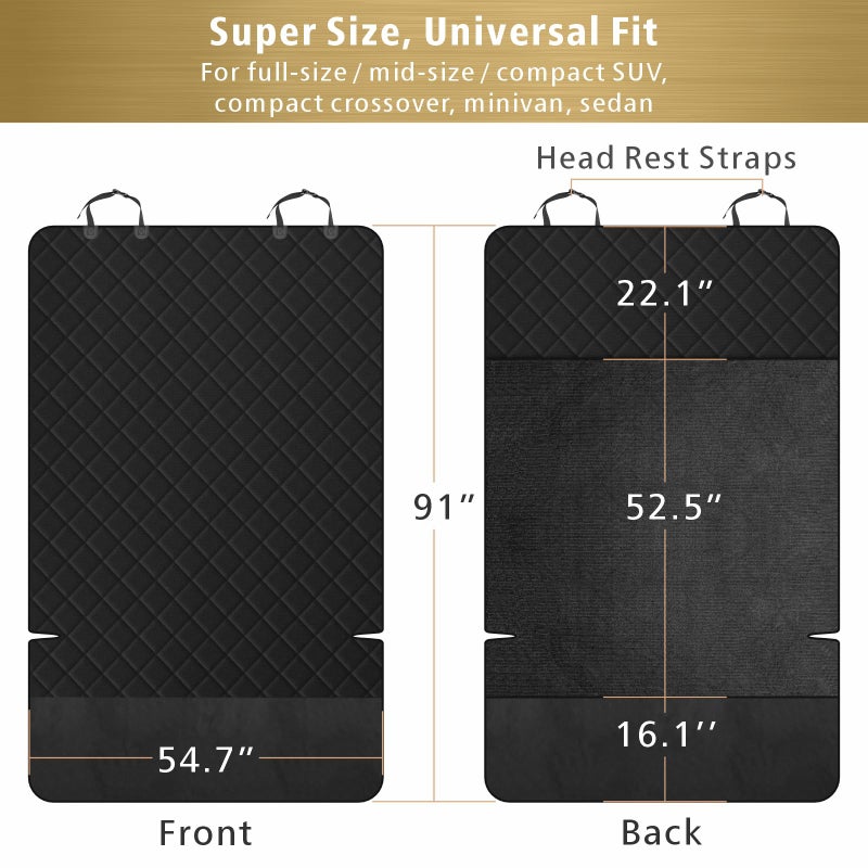 F-color SUV Cargo Liner for Dogs, Water Resistant Pet Cover Dog Seat Mat SUVs Sedans Vans with Bumper Flap Protector, Non-Slip, Large Size Universal Fit, Black - Image 2