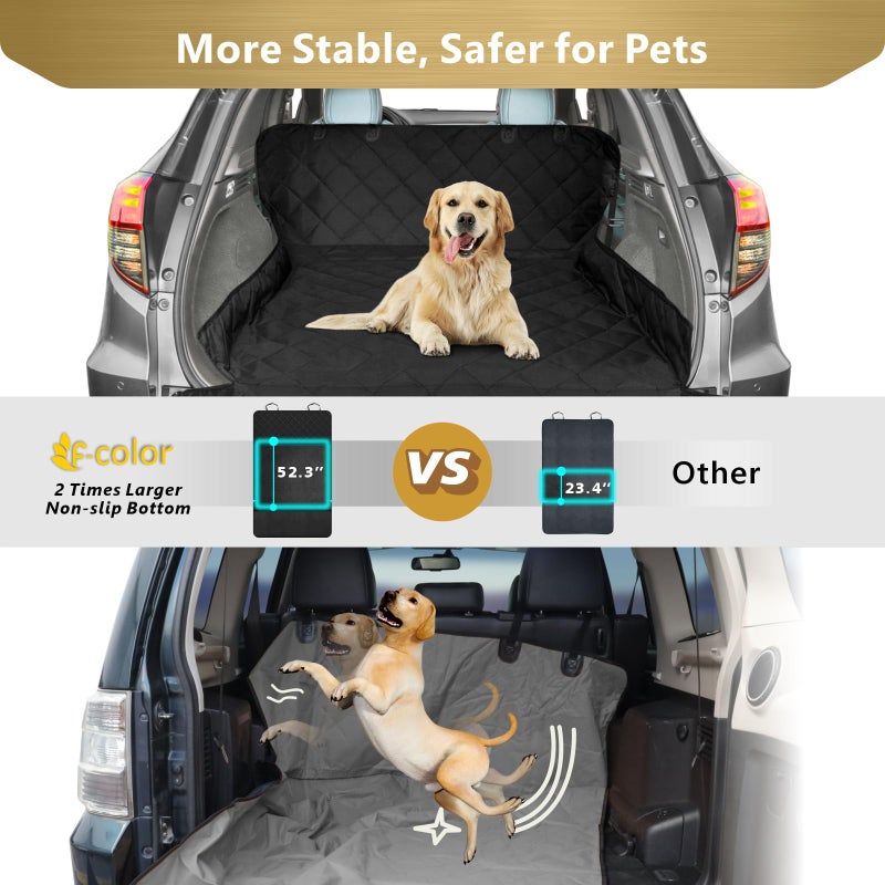 F-color SUV Cargo Liner for Dogs, Water Resistant Pet Cover Dog Seat Mat SUVs Sedans Vans with Bumper Flap Protector, Non-Slip, Large Size Universal Fit, Black - Image 4