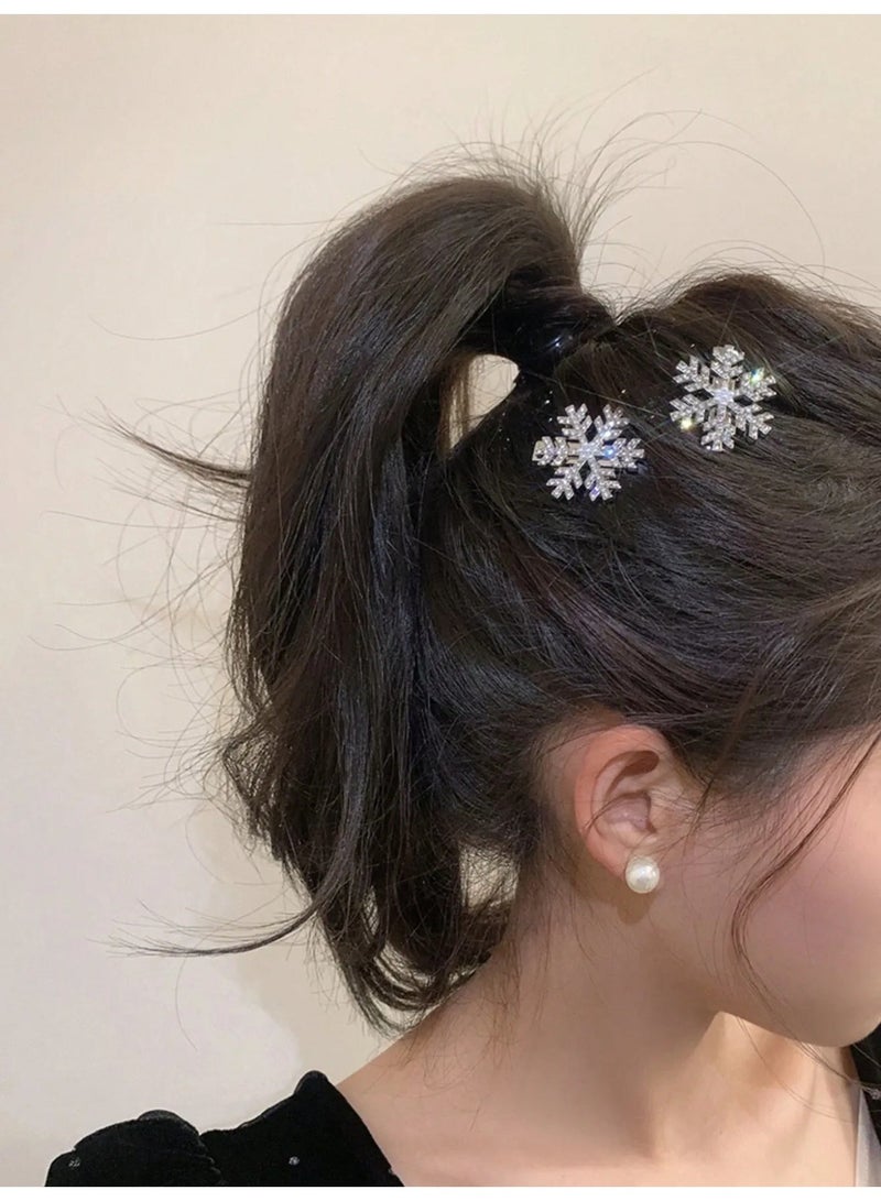 Set of 5 Snowflake Hair Clips Decorated with Sparkling Rhinestones, Adding a Charming Winter Touch to Your Hairstyle - Image 3