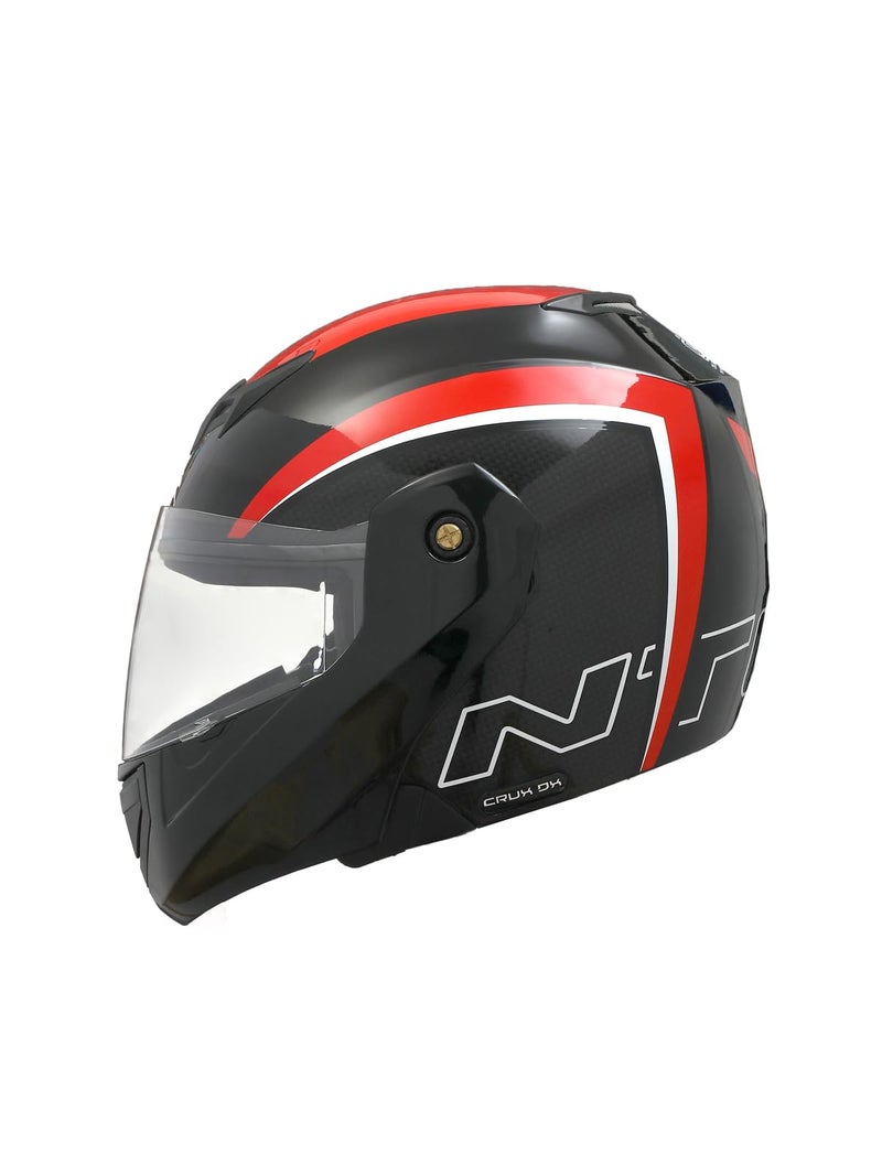 TVS Ntorq Full Face, Flip Up Helmet with ABS Shell, ISI Certified, Scratch and UV Resistant Visor, Red-Black (Red) - Image 1