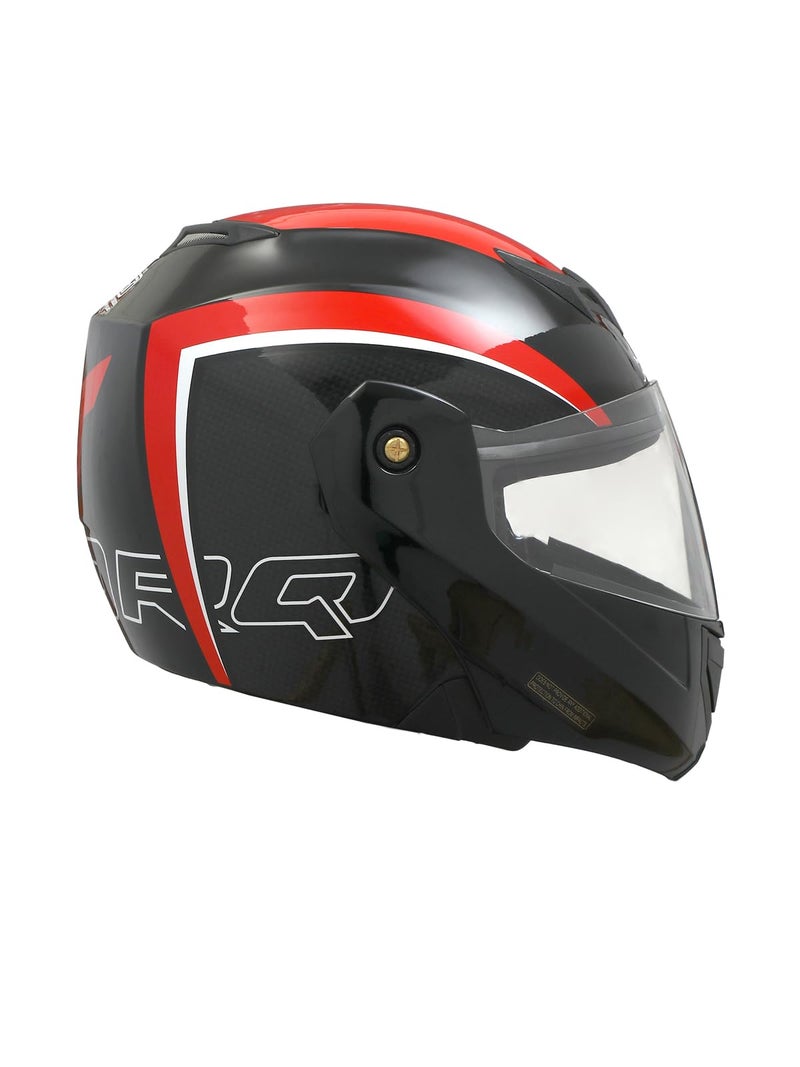 TVS Ntorq Full Face, Flip Up Helmet with ABS Shell, ISI Certified, Scratch and UV Resistant Visor, Red-Black (Red) - Image 2