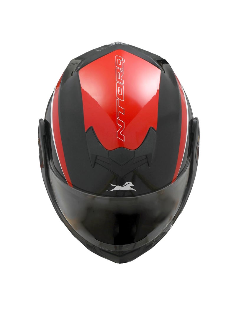 TVS Ntorq Full Face, Flip Up Helmet with ABS Shell, ISI Certified, Scratch and UV Resistant Visor, Red-Black (Red) - Image 4