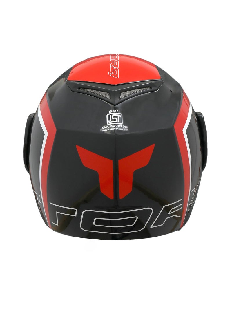 TVS Ntorq Full Face, Flip Up Helmet with ABS Shell, ISI Certified, Scratch and UV Resistant Visor, Red-Black (Red) - Image 5