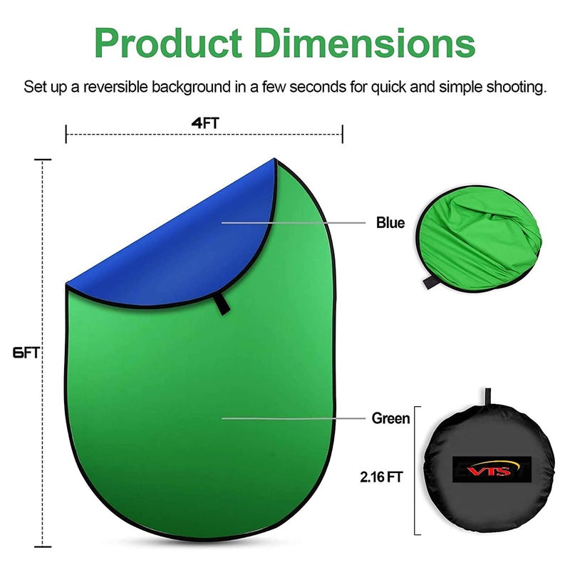 MVPRO 120x180CM/4x6FT. Collapsible Portable Reflector Blue and Green Screen Chromakey Photo Studio Light Reflector for Photography - Image 3