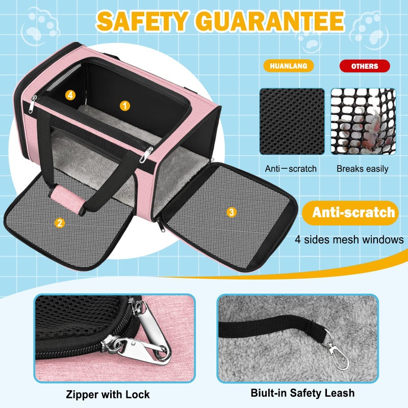 HUANLANG Soft-Sided Cat Carrier Airline Approved,Dog Carriers for Small Dogs Medium Cats,Pet Travel Carrier Up to 20 Lbs,Collapsible Cat Bag - Image 4