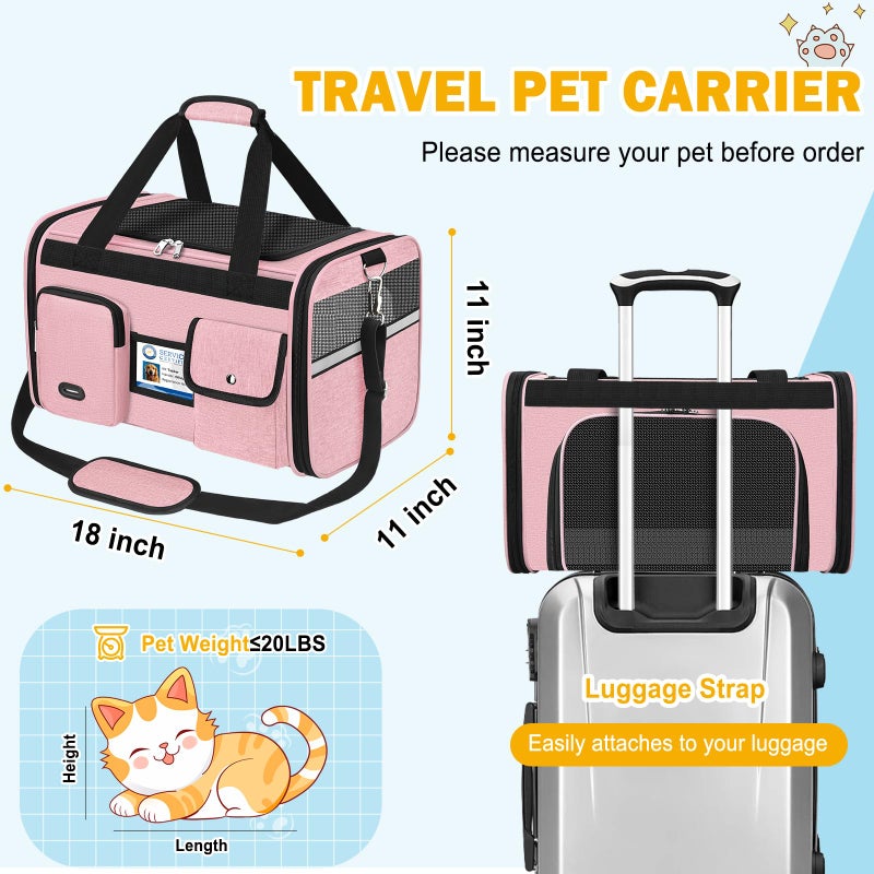 HUANLANG Soft-Sided Cat Carrier Airline Approved,Dog Carriers for Small Dogs Medium Cats,Pet Travel Carrier Up to 20 Lbs,Collapsible Cat Bag - Image 5