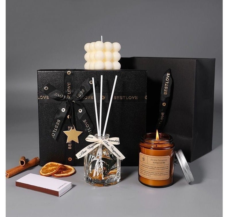 JAYATO Scented Candles Gift Set - Scented Candle and Aroma Reed Diffuser Set,  Aromatherapy, Candles for Valentine's Day, Birthdays, Weddings, Party Favors, Bathrooms, Yoga Sessions, Christmas, New Year, Housewarming, Women and Men, Present for Mom, Dad. Lavender Candle (Lavender) - Image 2