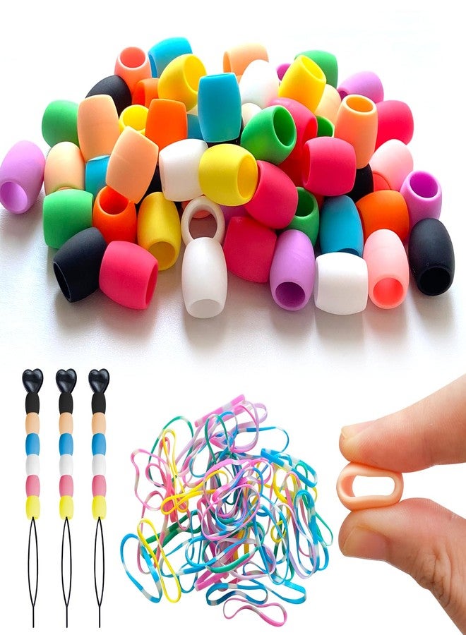 Jongdari 60pcs Silicone Hair Beads for Kids Girls, Colorful Rainbow Large Soft Rubber Pony Beads Kit - 60pcs, 10 Colors - Image 1