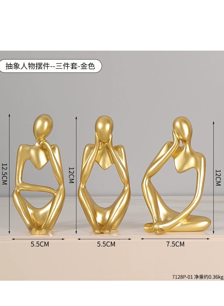 3 piece Set of Mini Multicolored Abstract Human Figure Ornaments, Adding an Artistic Touch to Your Spac - Image 1